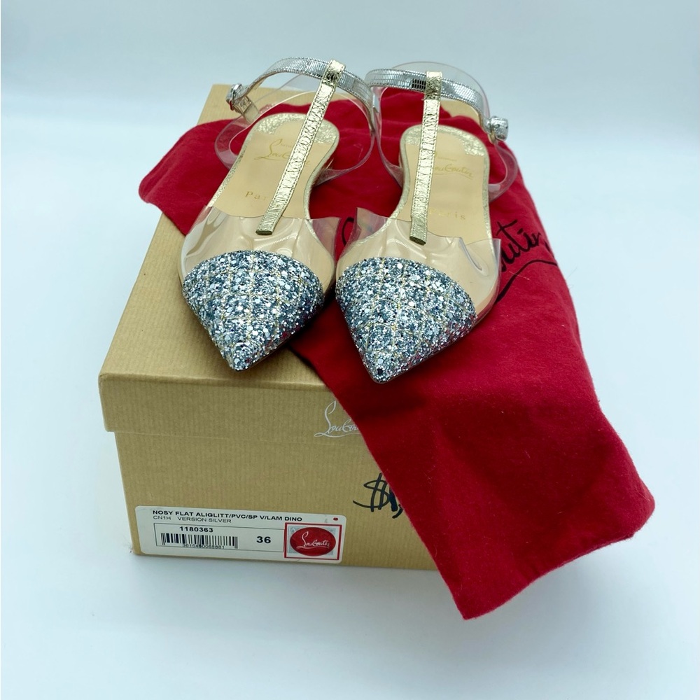 NEW & AUTHENTIC•CHRISTIAN LOUBOUTIN NOSY FLAT SPARKLE